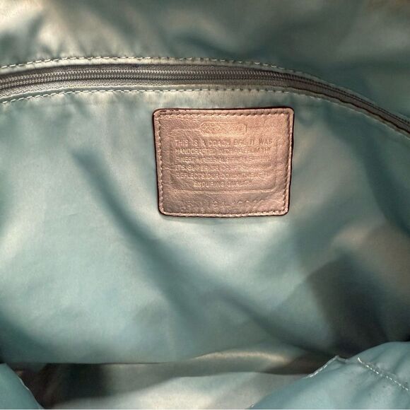 COACH POPPY LEATHER GLAM TOTE BAG ANTHRACITE vintage - Picture 11 of 16